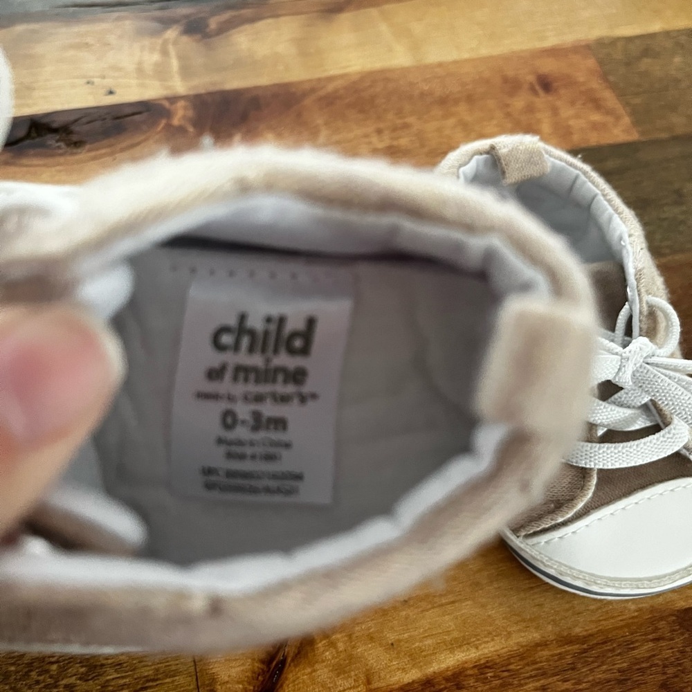 2 pair set - Beige Canvas Baby Walker Shoes with White Accents - Picture 3 of 6